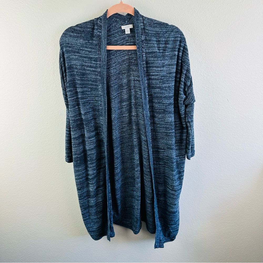 Pure Jill Blue Marled Linen Blend Open Cardigan Size S‎
